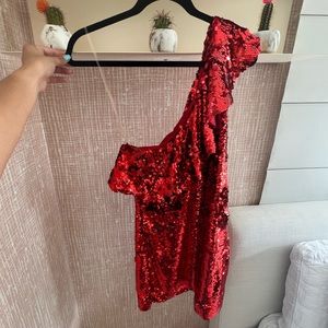 Mini sparkly red dress